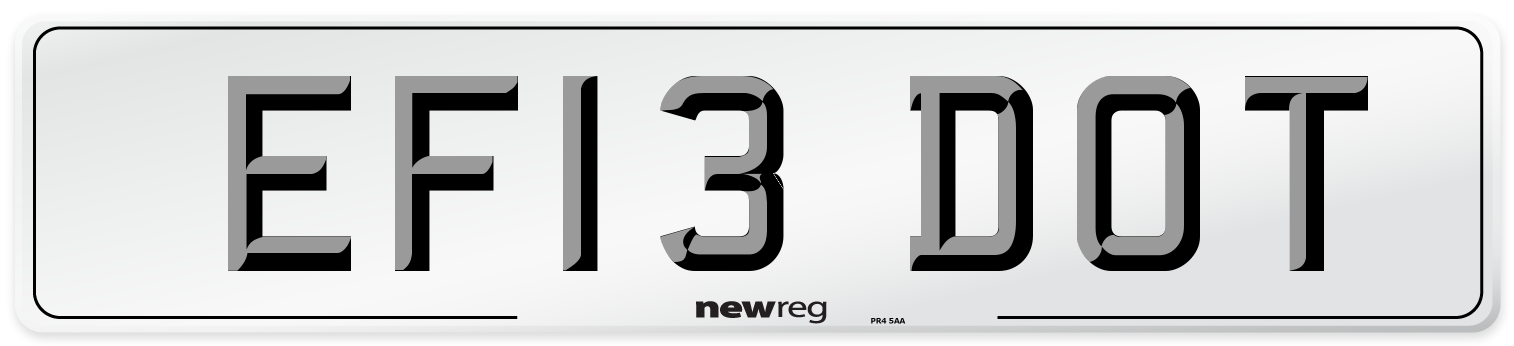 EF13 DOT Number Plate from New Reg